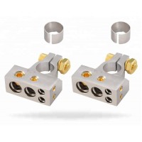 2pcs Car Battery Terminal 2/ 4/8 Gauge Awg Chrome Battery Terminals Connector Kit Positive & Negative Set