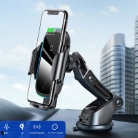 silicon air vent long arm sucker dash mount wireless charger car mount cell phone holder wireless charger for iphone huawei