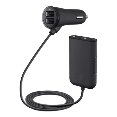 7.2A 4 USB Port Universal Car Charger for Smartphones 2 Ports for the Front Seat and 2 Ports for the Backseat